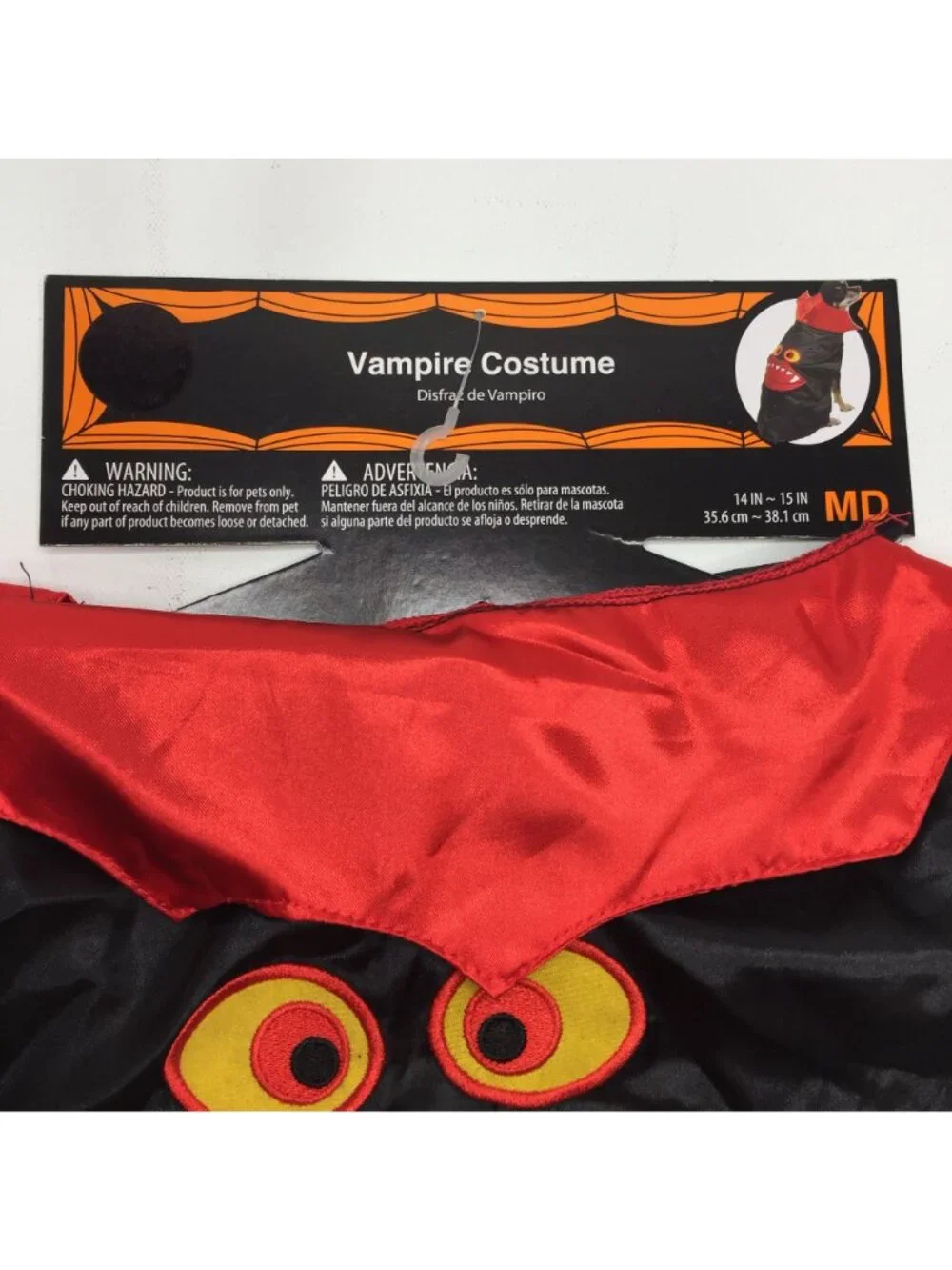 Dog Vampire Satin Cape Pet Halloween Costume Black Red Size Medium 14